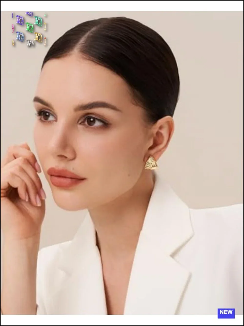 18K Gold Plated Chunky Statement Stud Earrings Geometric Square Triangle Knot